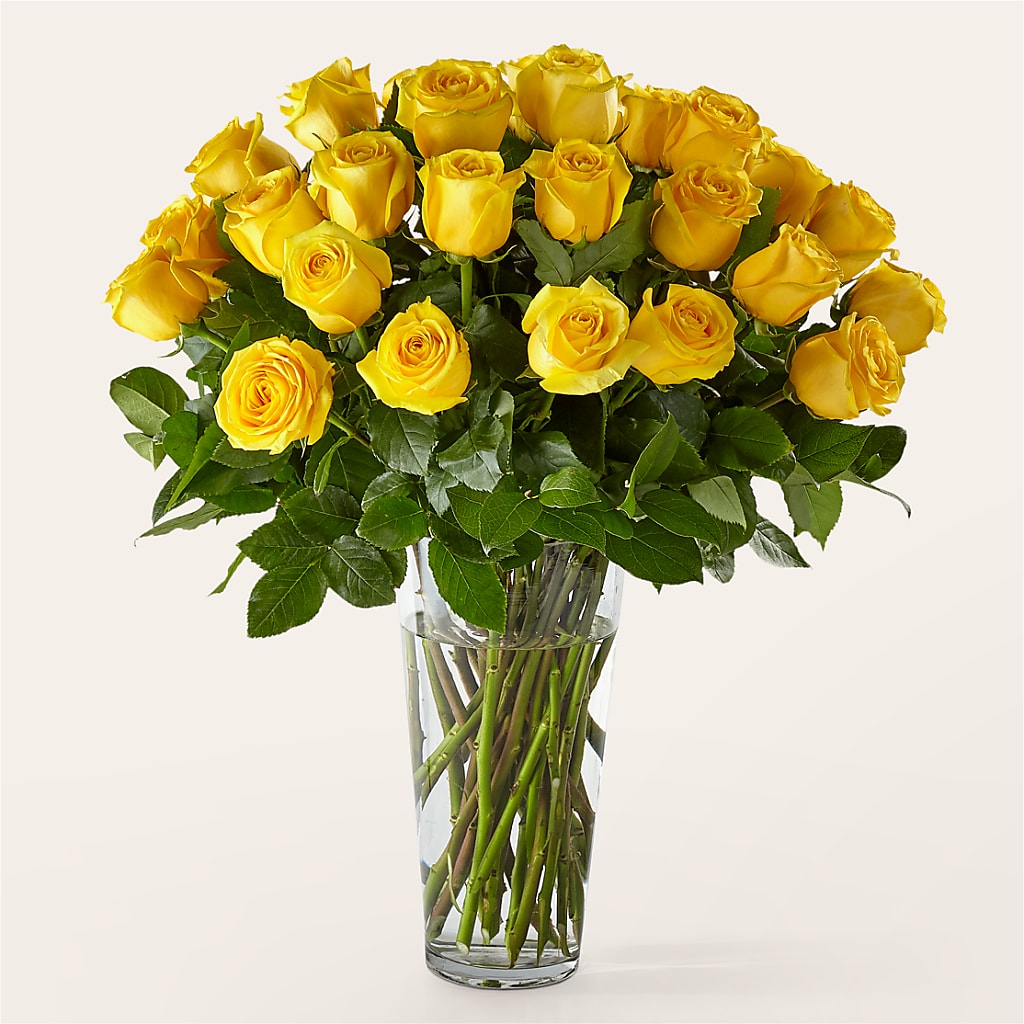 Long Stem Yellow Rose Bouquet – Flowers By Helen, Forsyth GA