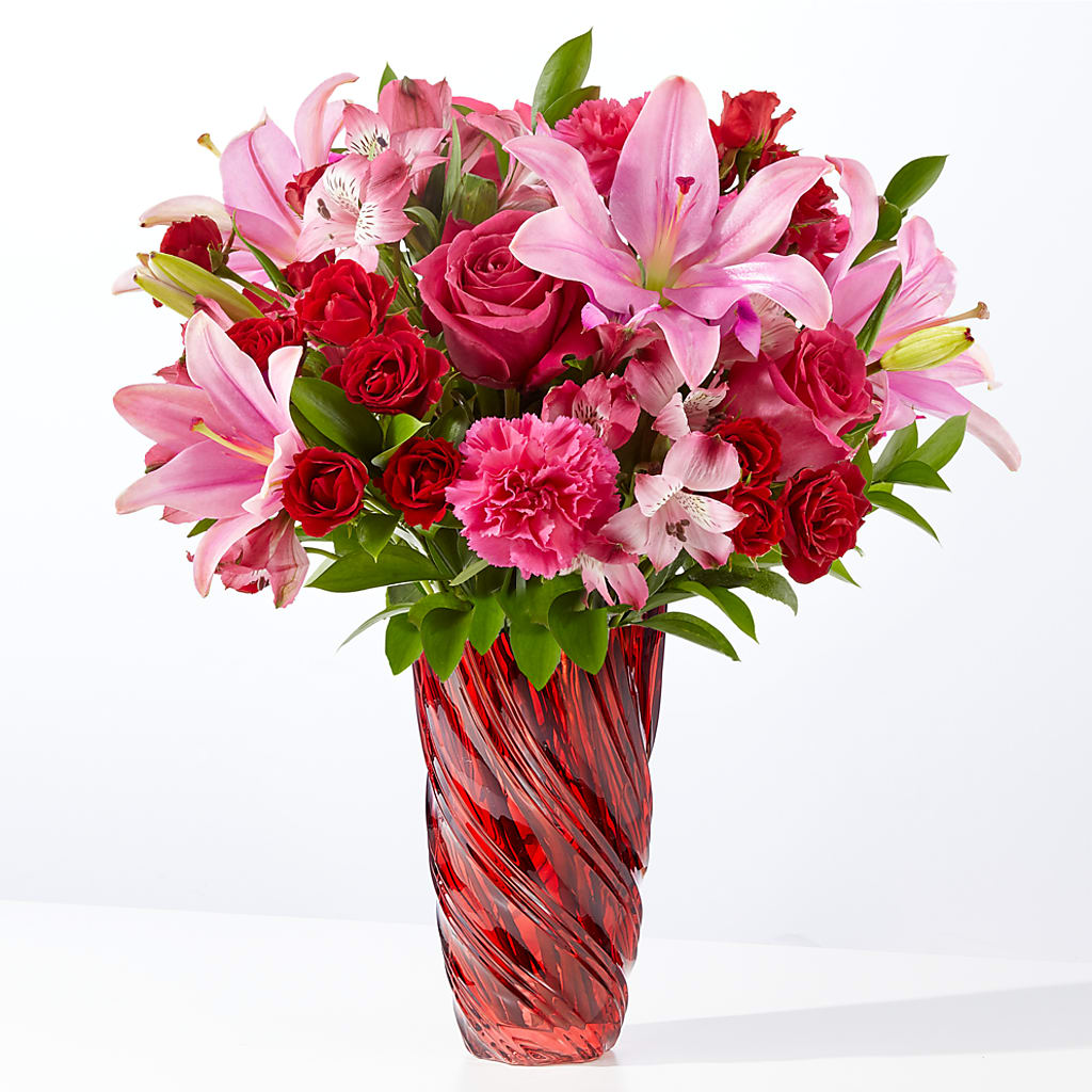 In Love Bouquet with Luxe Swirl Vase – Flowers By Helen, Forsyth GA