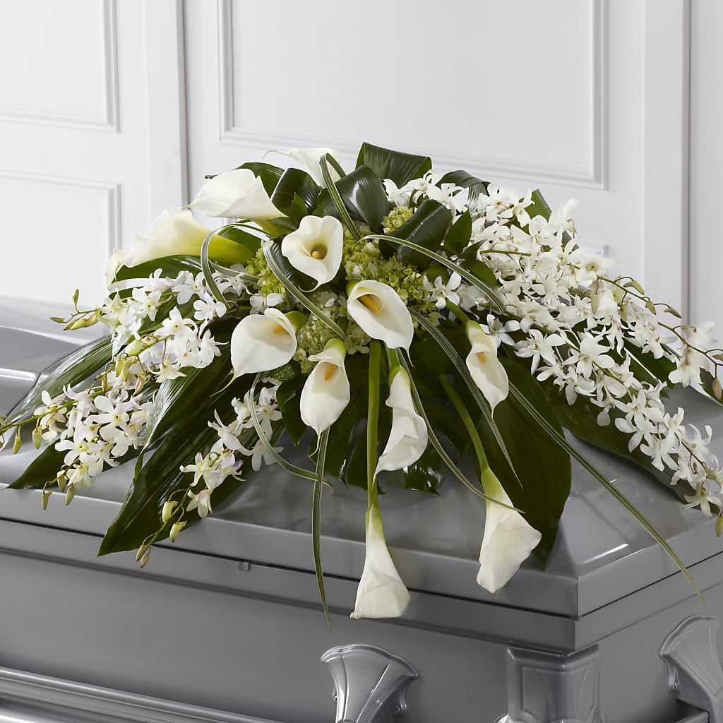 Angel Wings Casket Spray – Flowers By Helen, Forsyth GA