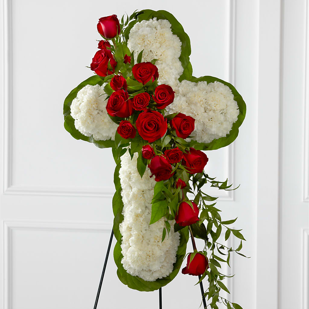 Floral Cross Easel – Flowers By Helen, Forsyth GA