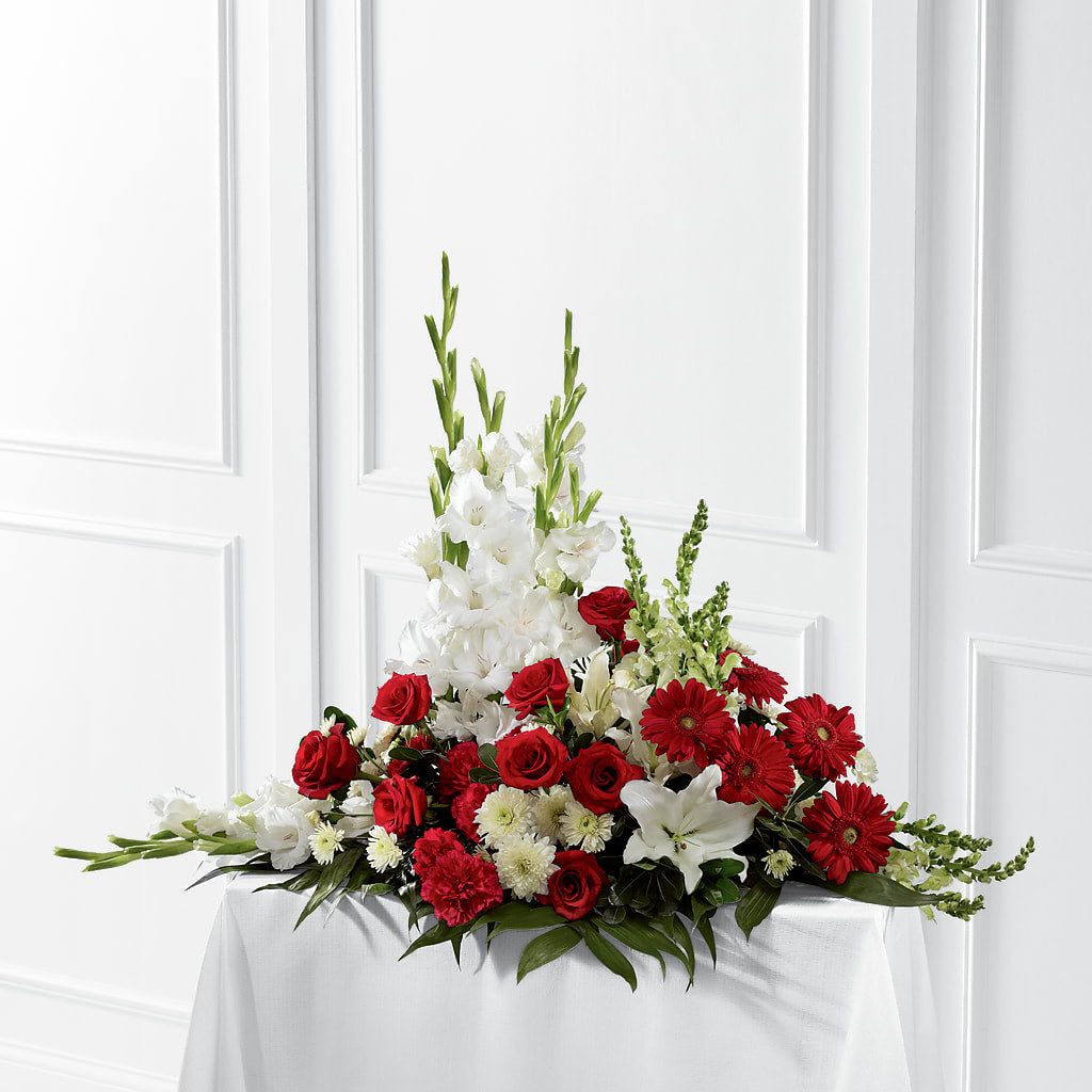 Crimson & White Arrangement – Flowers By Helen, Forsyth GA