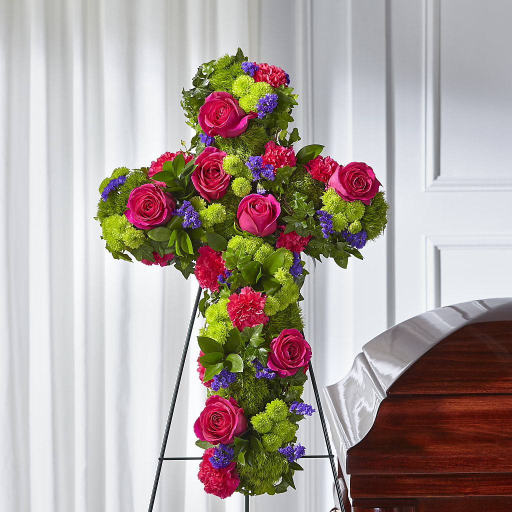 Tribute Rose Floral Cross – Flowers By Helen, Forsyth GA