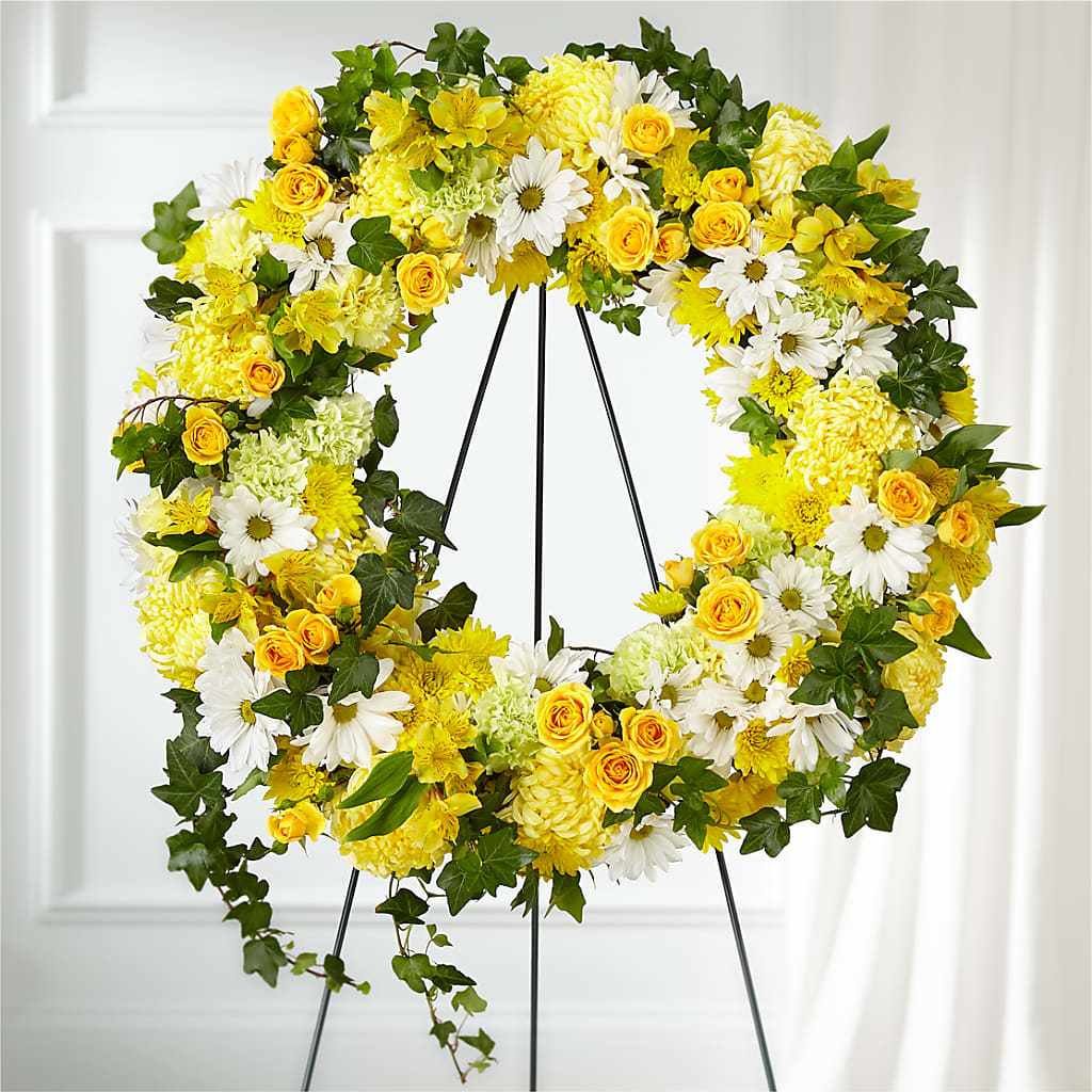 Golden Remembrance Wreath – Flowers By Helen, Forsyth GA