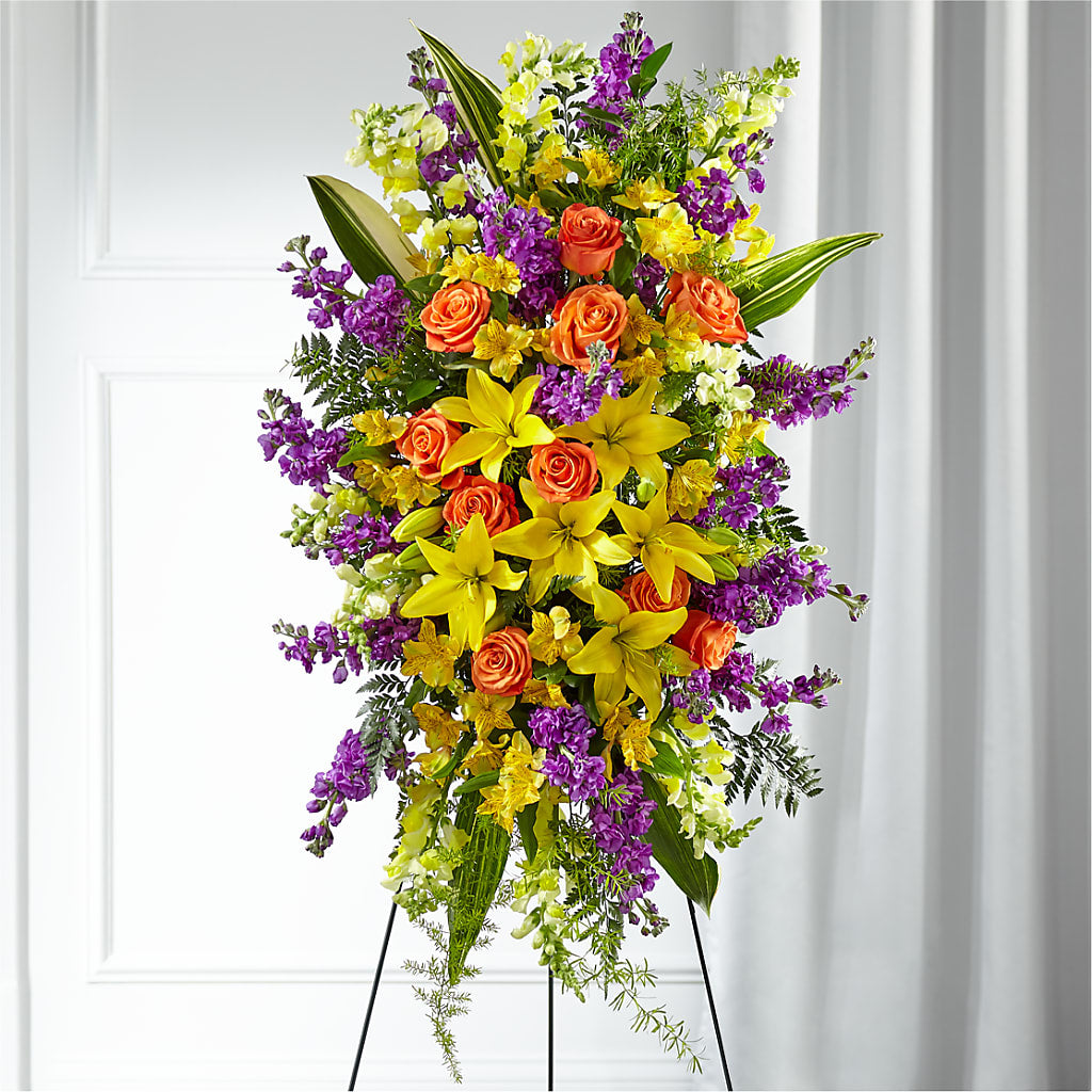 Thoughtful Prayers Standing Spray – Flowers By Helen, Forsyth GA