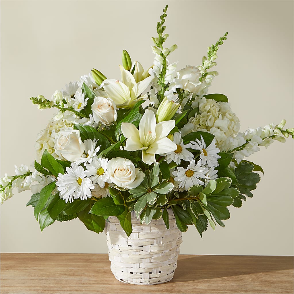 Ivory Elegance Floral Basket – Flowers By Helen, Forsyth GA