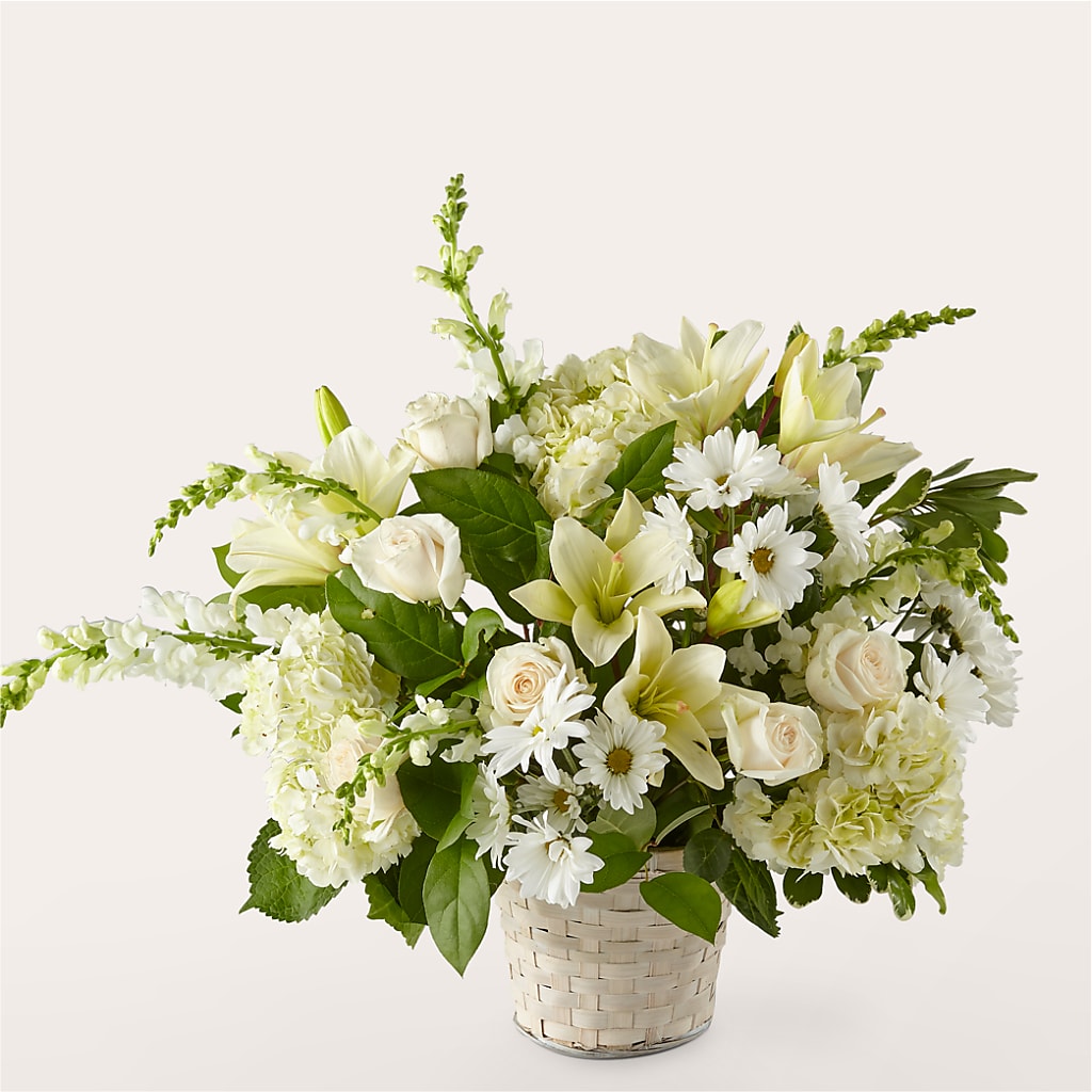 Ivory Elegance Floral Basket – Flowers By Helen, Forsyth GA