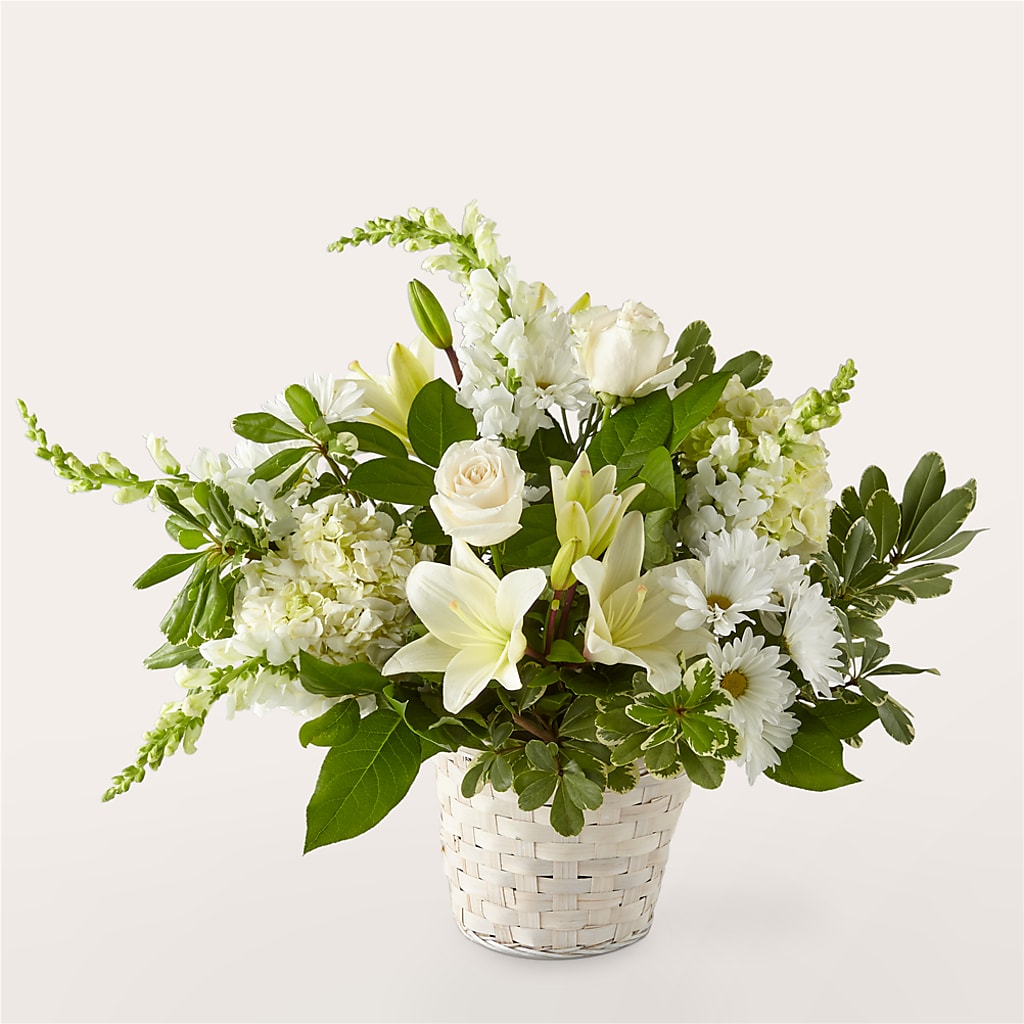 Ivory Elegance Floral Basket – Flowers By Helen, Forsyth GA