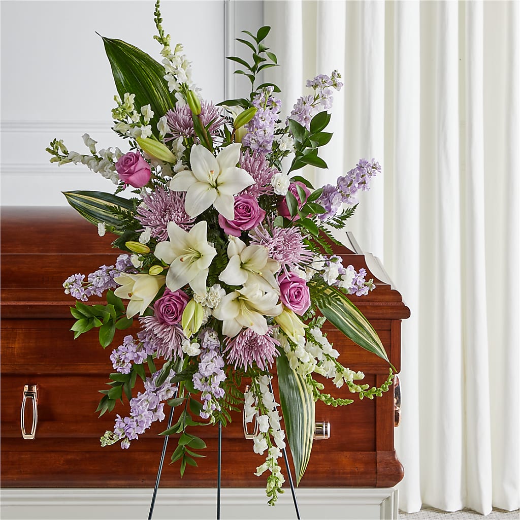 Grateful Hearts Standing Spray – Flowers By Helen, Forsyth GA