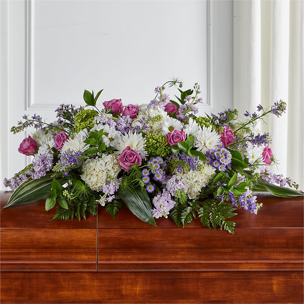 Meadows of Serenity Casket Spray – Flowers By Helen, Forsyth GA