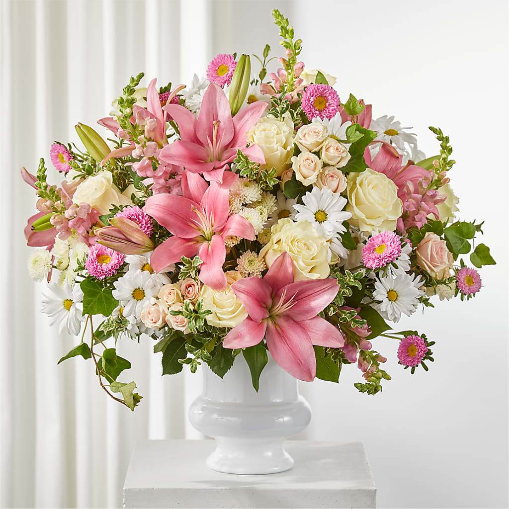Empathetic Blooms Urn Arrangement – Flowers By Helen, Forsyth GA