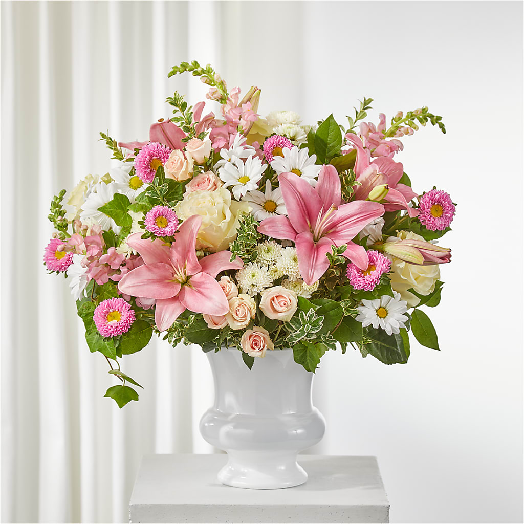 Empathetic Blooms Urn Arrangement – Flowers By Helen, Forsyth GA