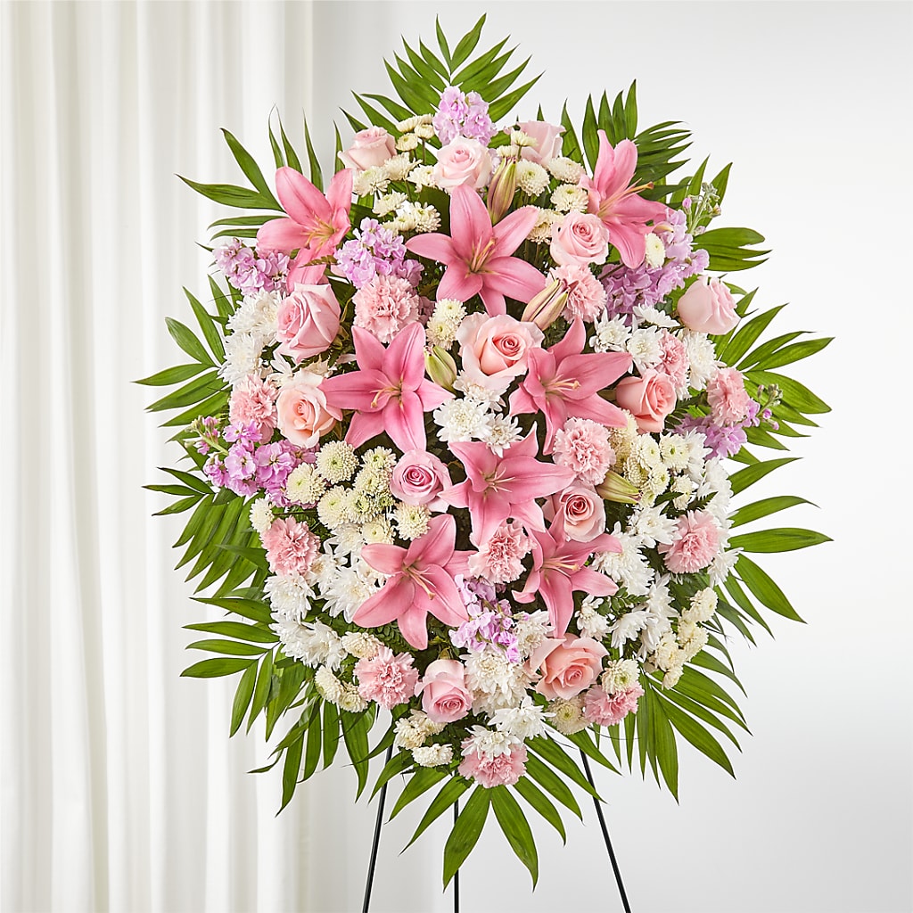 Offering Solace Standing Spray – Flowers By Helen, Forsyth GA