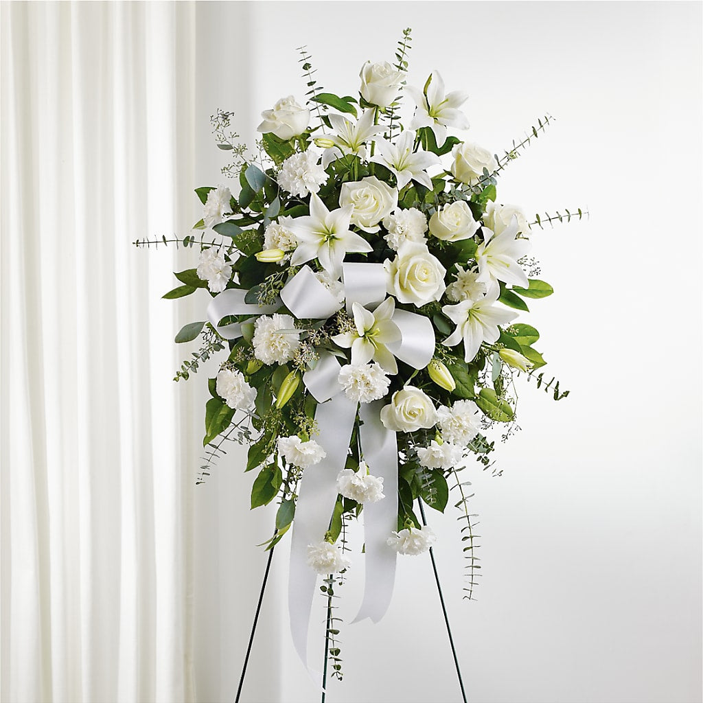 With Care Standing Spray – Flowers By Helen, Forsyth GA