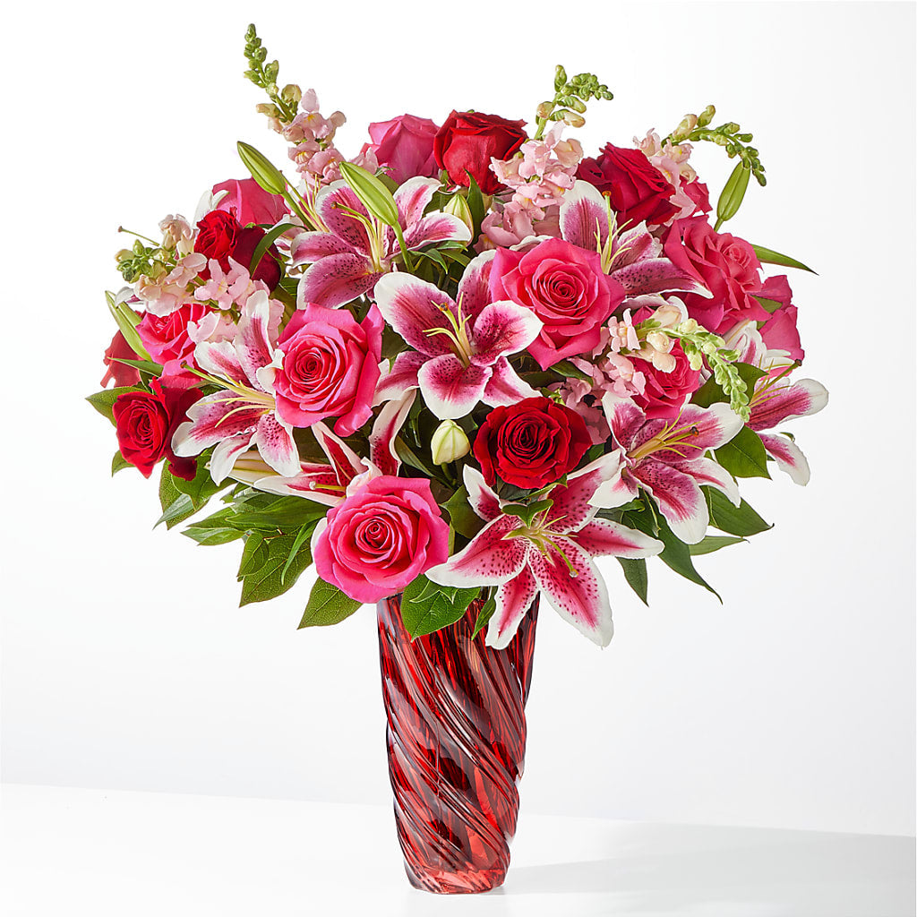 Always You Bouquet with Luxe Swirl Vase – Flowers By Helen, Forsyth GA
