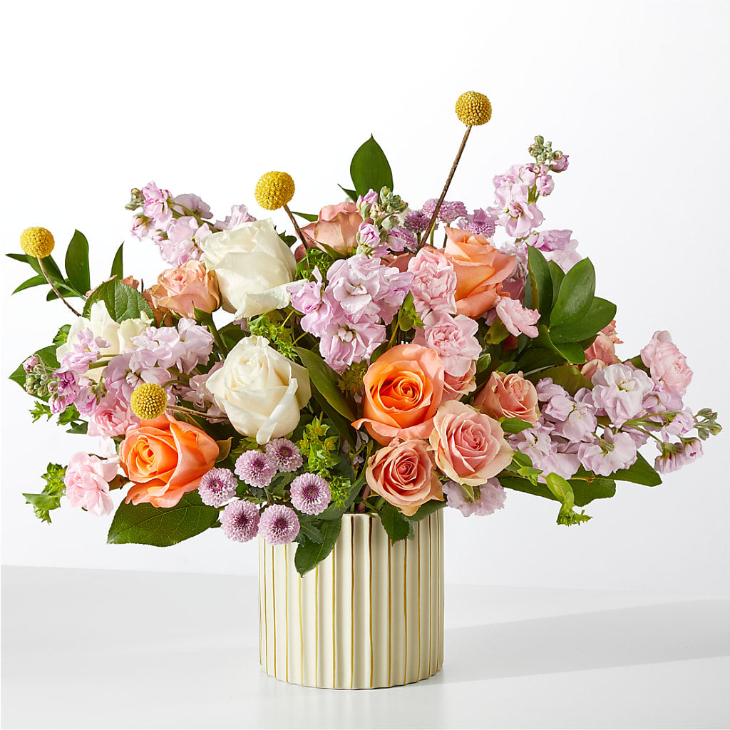 French Market Bouquet with Ivory Vase – Flowers By Helen, Forsyth GA