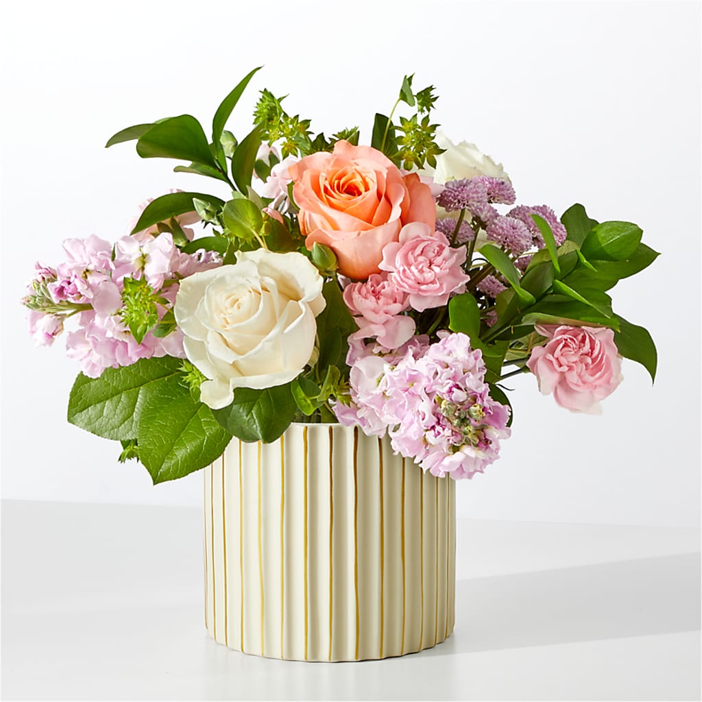 French Market Bouquet with Ivory Vase – Flowers By Helen, Forsyth GA