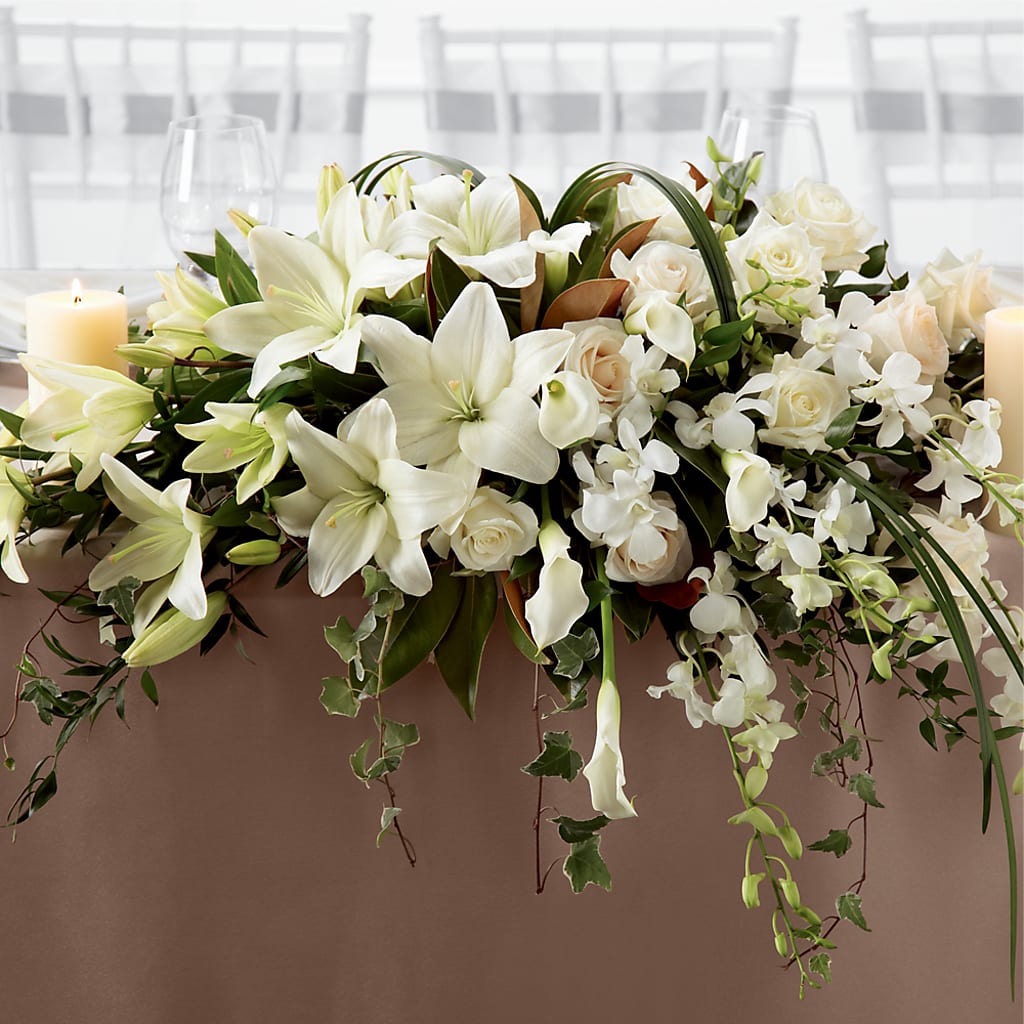 White Linen Arrangement – Flowers By Helen, Forsyth GA
