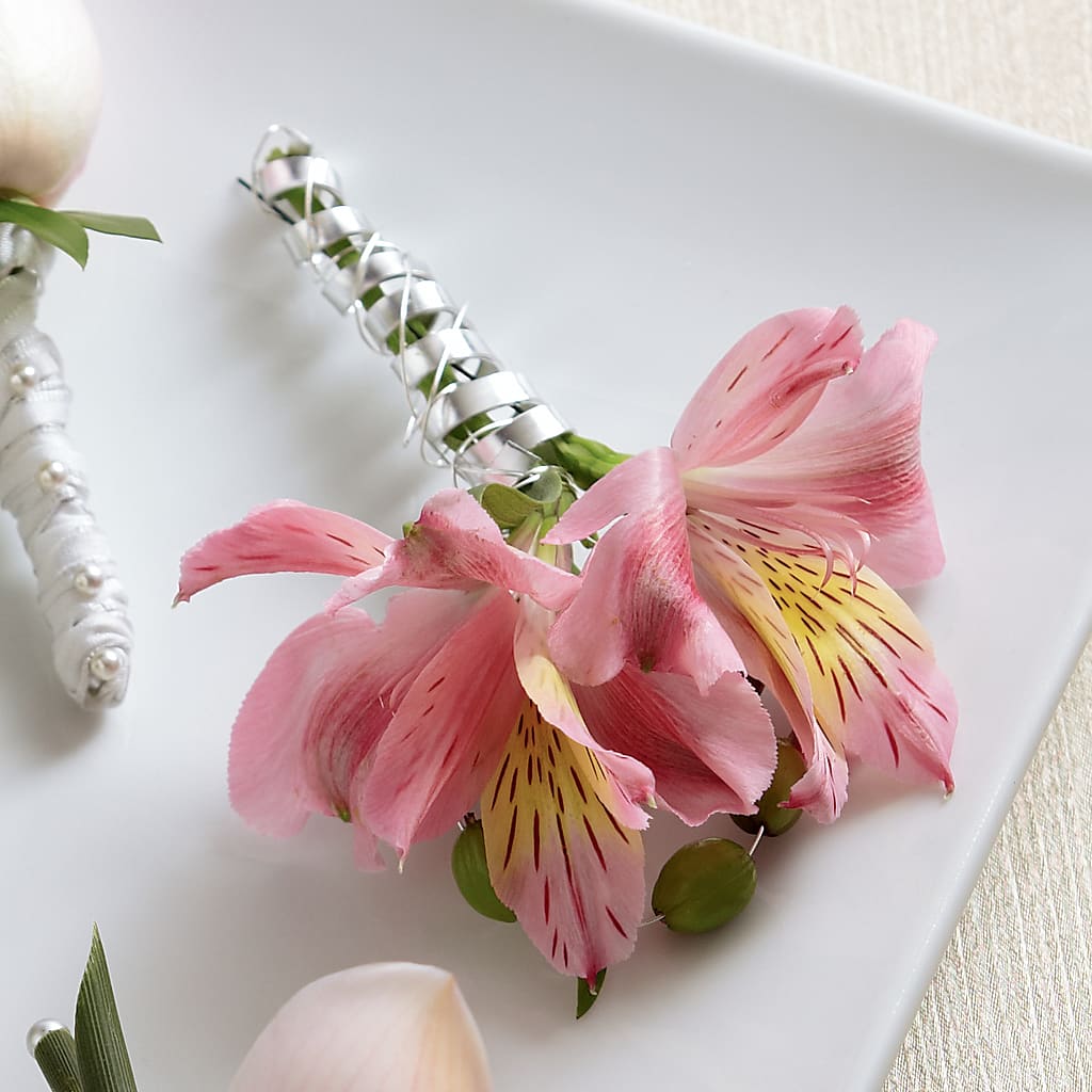 Pink Peruvian Lily Boutonniere – Flowers By Helen, Forsyth GA