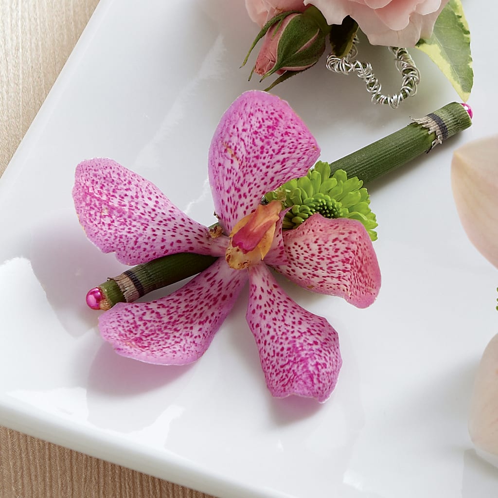 Pink Mokara Boutonniere – Flowers By Helen, Forsyth GA