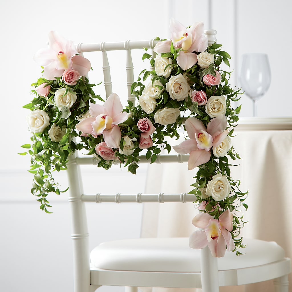 Orchid Rose Chair Décor – Flowers By Helen, Forsyth GA