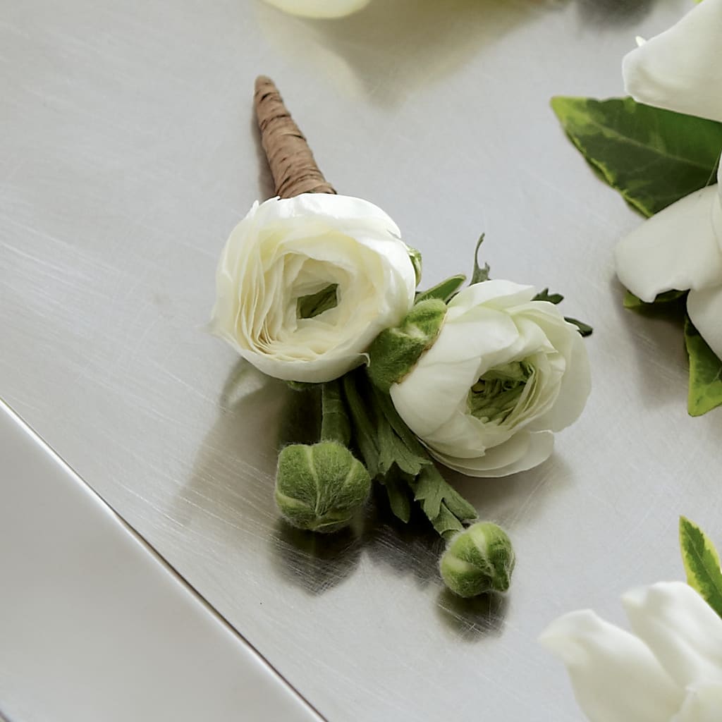 White Ranunculus Boutonniere – Flowers By Helen, Forsyth GA