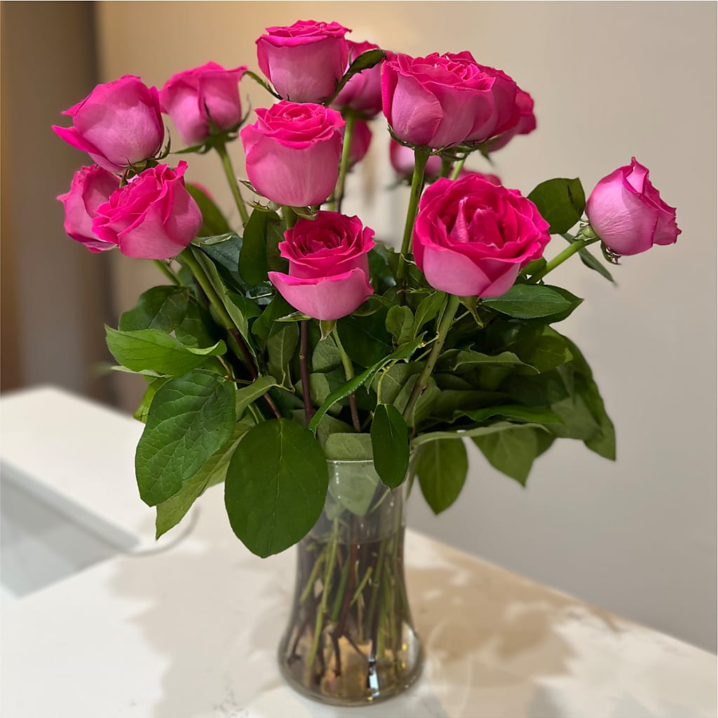 Long Stem Pink Rose Bouquet –  Flowers By Helen, Forsyth GA