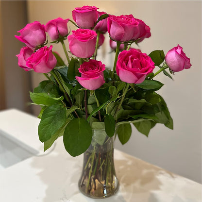 Long Stem Pink Rose Bouquet –  Flowers By Helen, Forsyth GA