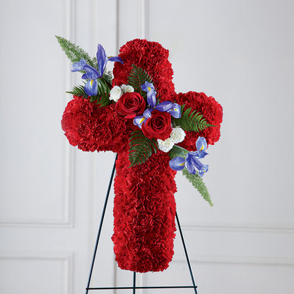 Faithful Hero Floral Cross –  Flowers By Helen, Forsyth GA