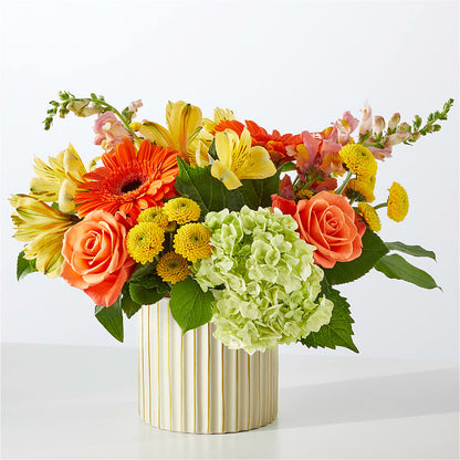 Autumn Sunshine Bouquet with Ivory Vase –  Flowers By Helen, Forsyth GA