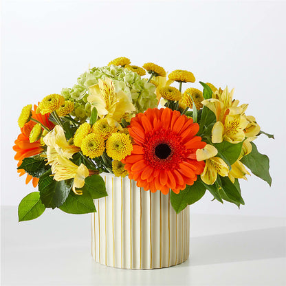 Autumn Sunshine Bouquet with Ivory Vase –  Flowers By Helen, Forsyth GA