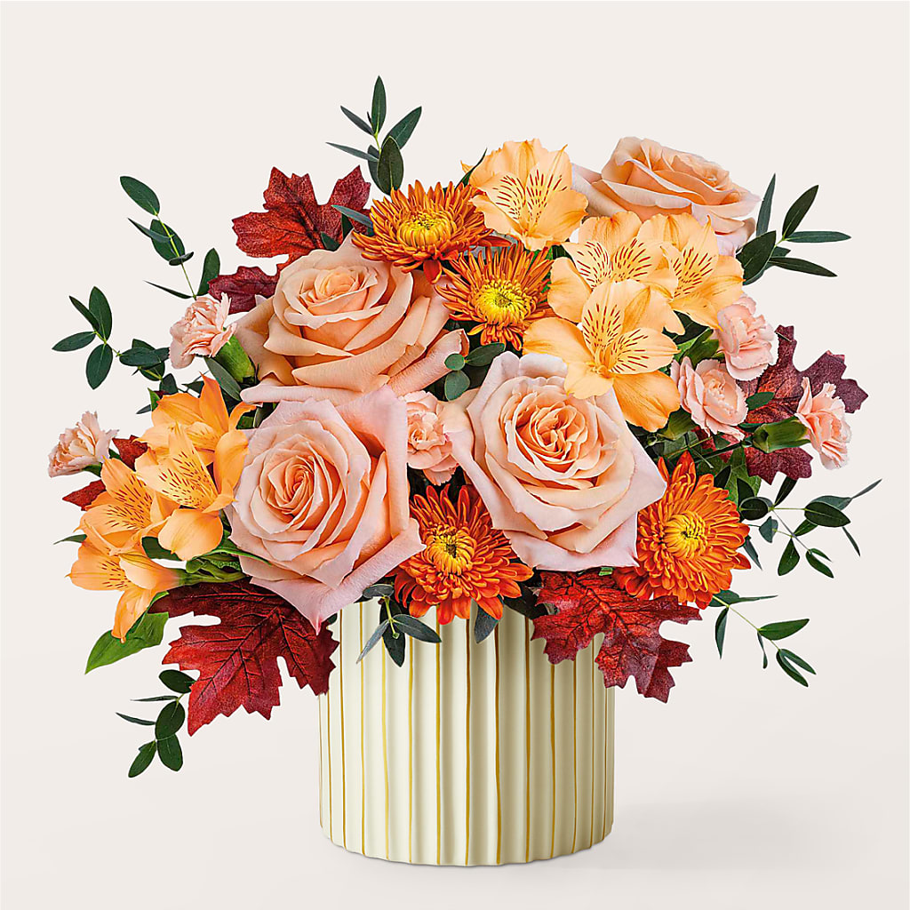 Spiced Latte Bouquet with Ivory Vase –  Flowers By Helen, Forsyth GA