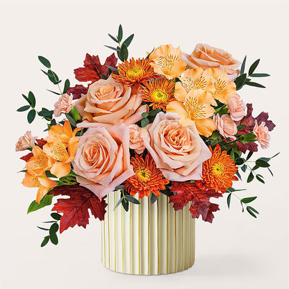 Spiced Latte Bouquet with Ivory Vase –  Flowers By Helen, Forsyth GA