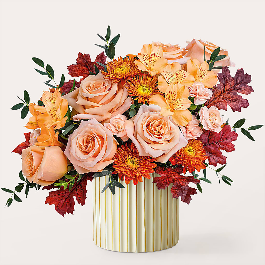 Spiced Latte Bouquet with Ivory Vase –  Flowers By Helen, Forsyth GA