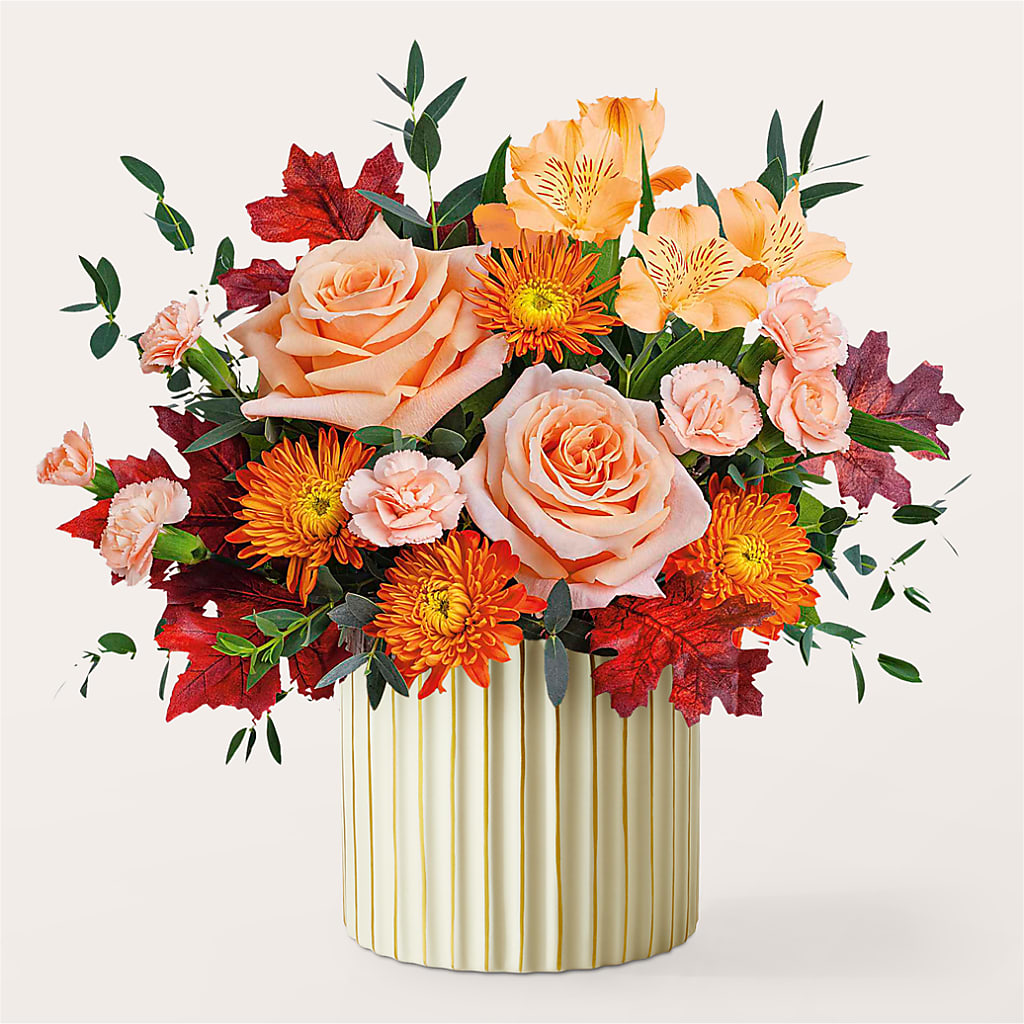 Spiced Latte Bouquet with Ivory Vase –  Flowers By Helen, Forsyth GA