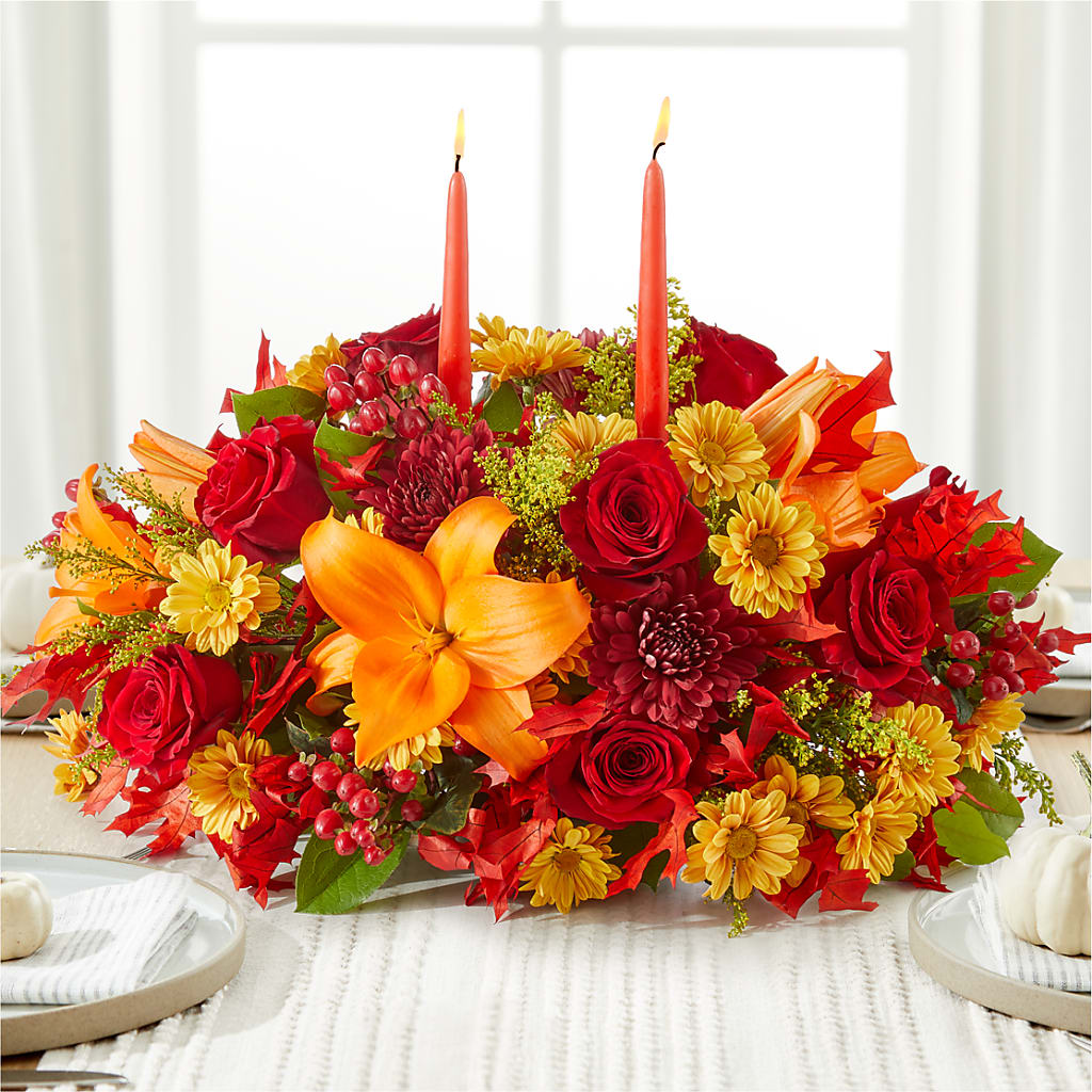 Autumn's Embrace Centerpiece –  Flowers By Helen, Forsyth GA