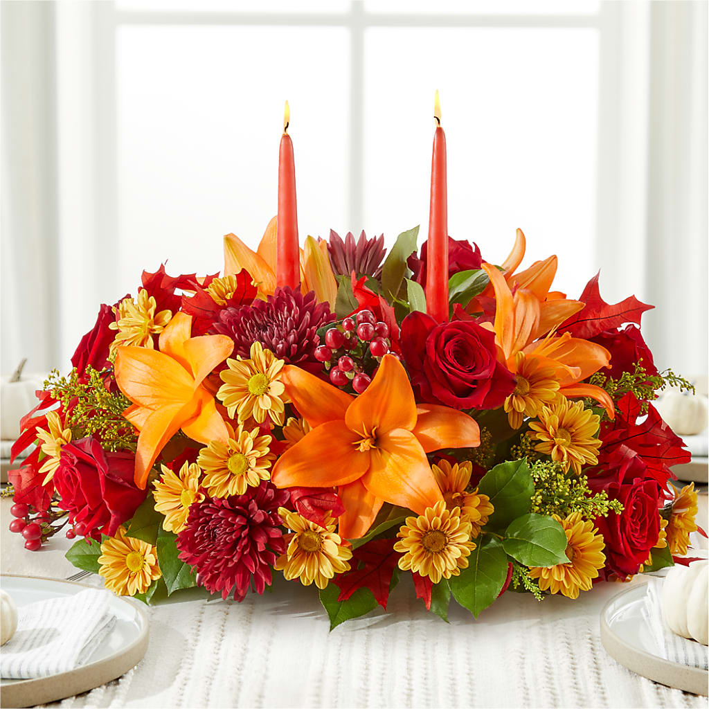 Autumn's Embrace Centerpiece –  Flowers By Helen, Forsyth GA