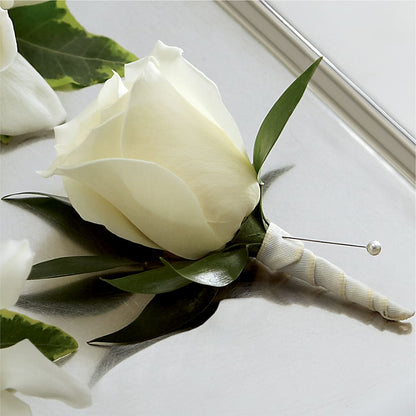 White Rose Boutonniere –  Flowers By Helen, Forsyth GA
